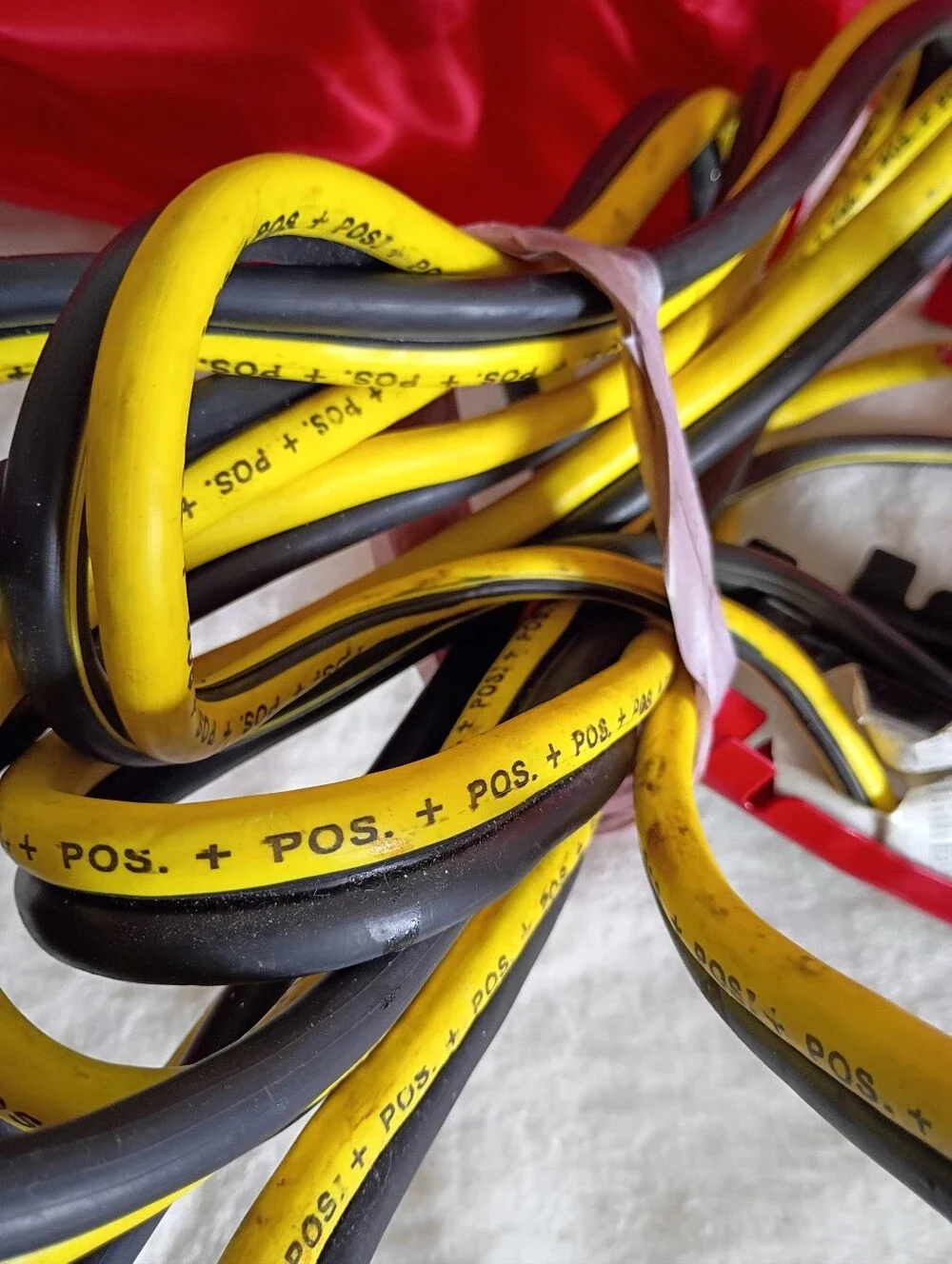 Universal Red and Black Jump Start Battery Cables with Yellow Insulated Leads